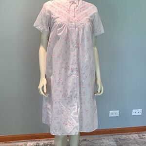 Vintage RIKKI New York Two Piece Cotton Robe and Nightgown‎ Set Size Small